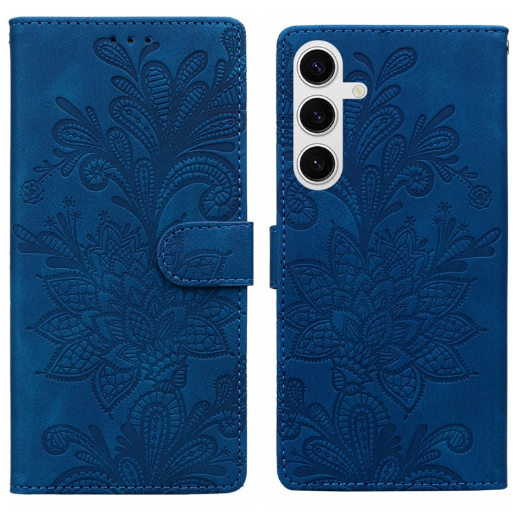 Lace Floral Embossed Magnetic Buckle PU Phone Case With Wrist Strap, For Samsung Galaxy S25 5G, For Samsung Galaxy S25+ 5G, For Samsung Galaxy S25 Ultra 5G, For Samsung Galaxy S24 Ultra 5G