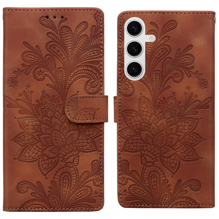 Lace Floral Embossed Magnetic Buckle PU Phone Case With Wrist Strap, For Samsung Galaxy S25 5G, For Samsung Galaxy S25+ 5G, For Samsung Galaxy S25 Ultra 5G, For Samsung Galaxy S24 Ultra 5G