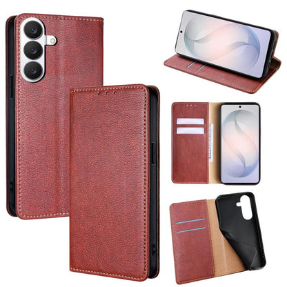 Gloss Oil Solid Color Magnetic Leather Phone Case, For Samsung Galaxy S26+ 5G, For Samsung Galaxy S26 Ultra 5G, For Samsung Galaxy S26 5G, For Samsung Galaxy S25 5G