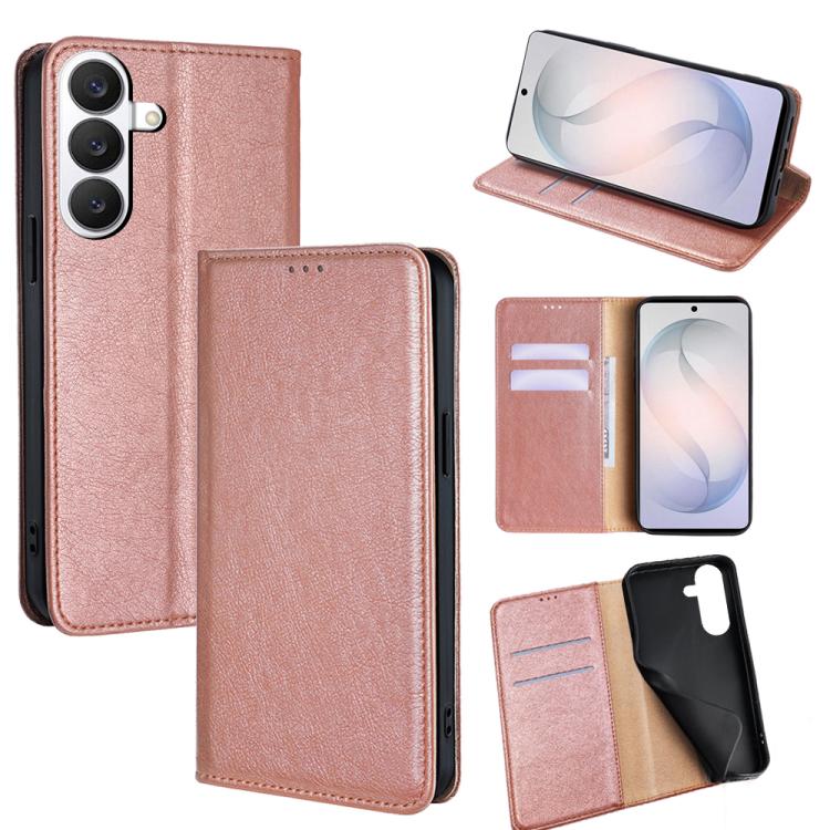 Gloss Oil Solid Color Magnetic Leather Phone Case, For Samsung Galaxy S26+ 5G, For Samsung Galaxy S26 Ultra 5G, For Samsung Galaxy S26 5G, For Samsung Galaxy S25 5G