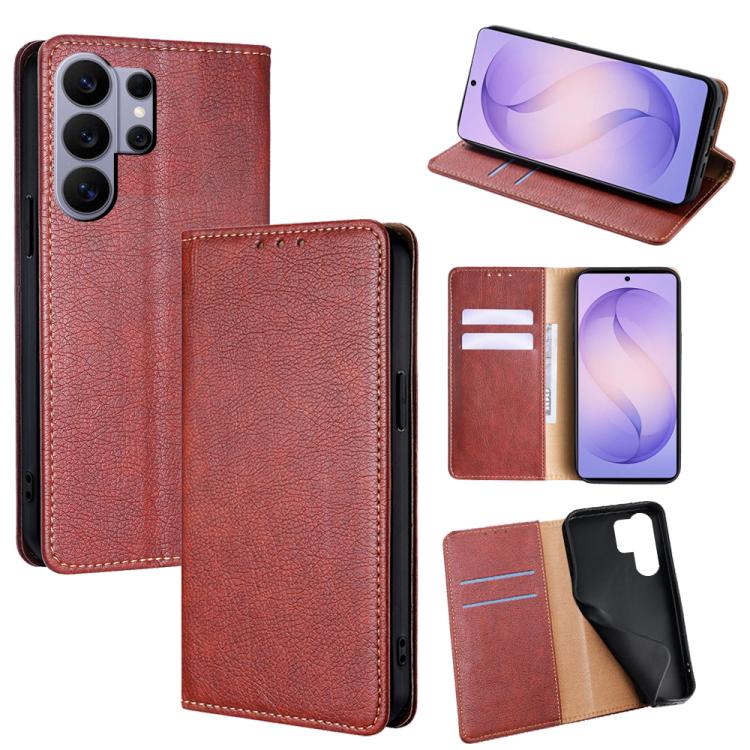 Gloss Oil Solid Color Magnetic Leather Phone Case, For Samsung Galaxy S26+ 5G, For Samsung Galaxy S26 Ultra 5G, For Samsung Galaxy S26 5G, For Samsung Galaxy S25 5G