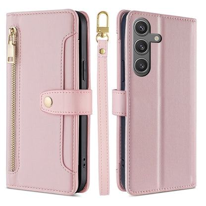 Sheep Texture Cross-body Zipper Wallet Leather Phone Case, For Samsung Galaxy S25 5G, For Samsung Galaxy S25+ 5G, For Samsung Galaxy S25 Ultra 5G
