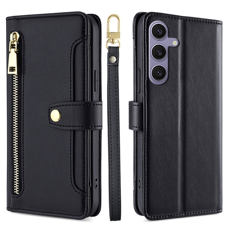 Sheep Texture Cross-body Zipper Wallet Leather Phone Case, For Samsung Galaxy S25 5G, For Samsung Galaxy S25+ 5G, For Samsung Galaxy S25 Ultra 5G