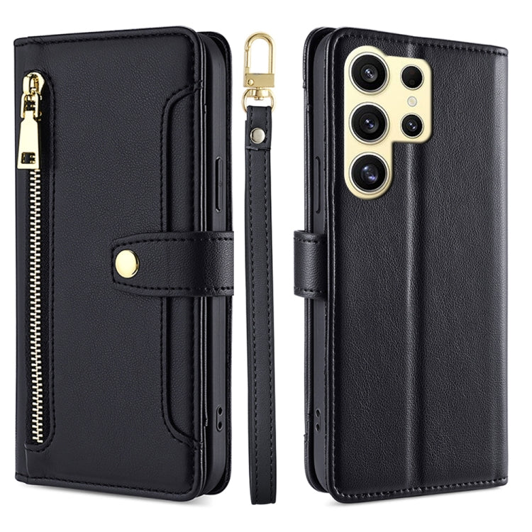 Sheep Texture Cross-body Zipper Wallet Leather Phone Case, For Samsung Galaxy S25 5G, For Samsung Galaxy S25+ 5G, For Samsung Galaxy S25 Ultra 5G