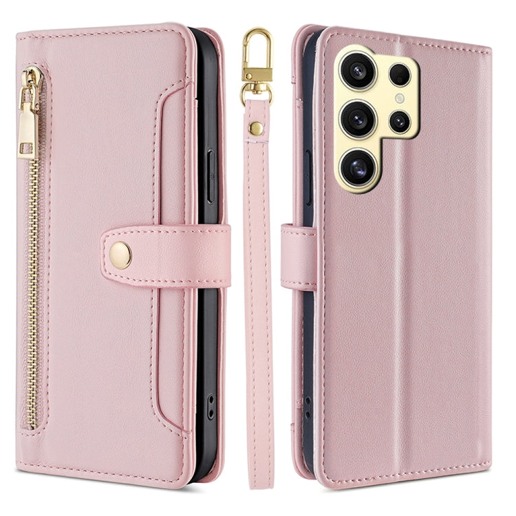Sheep Texture Cross-body Zipper Wallet Leather Phone Case, For Samsung Galaxy S25 5G, For Samsung Galaxy S25+ 5G, For Samsung Galaxy S25 Ultra 5G