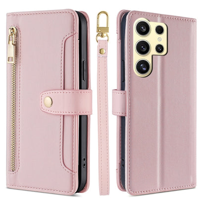 Sheep Texture Cross-body Zipper Wallet Leather Phone Case, For Samsung Galaxy S25 5G, For Samsung Galaxy S25+ 5G, For Samsung Galaxy S25 Ultra 5G