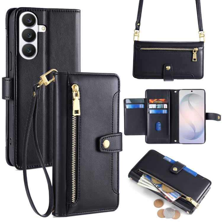 Sheep Texture Cross-body Zipper Wallet Leather Phone Case, For Samsung Galaxy S26+ 5G, For Samsung Galaxy S26 Ultra 5G, For Samsung Galaxy S26 5G, For Samsung Galaxy S25 5G