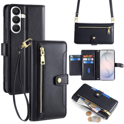 Sheep Texture Cross-body Zipper Wallet Leather Phone Case, For Samsung Galaxy S26+ 5G, For Samsung Galaxy S26 Ultra 5G, For Samsung Galaxy S26 5G, For Samsung Galaxy S25 5G