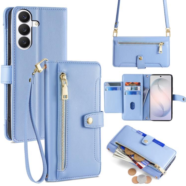 Sheep Texture Cross-body Zipper Wallet Leather Phone Case, For Samsung Galaxy S26+ 5G, For Samsung Galaxy S26 Ultra 5G, For Samsung Galaxy S26 5G, For Samsung Galaxy S25 5G