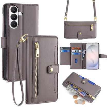 Sheep Texture Cross-body Zipper Wallet Leather Phone Case, For Samsung Galaxy S26+ 5G, For Samsung Galaxy S26 Ultra 5G, For Samsung Galaxy S26 5G, For Samsung Galaxy S25 5G