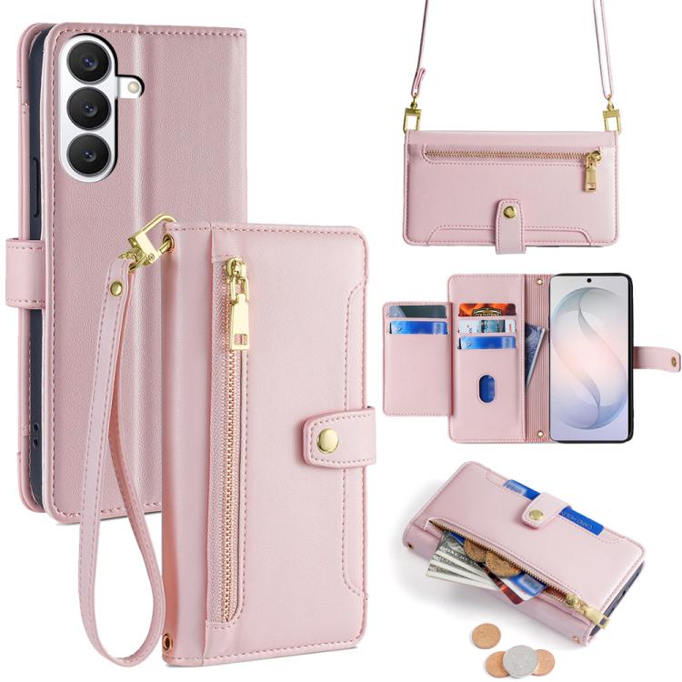 Sheep Texture Cross-body Zipper Wallet Leather Phone Case, For Samsung Galaxy S26+ 5G, For Samsung Galaxy S26 Ultra 5G, For Samsung Galaxy S26 5G, For Samsung Galaxy S25 5G