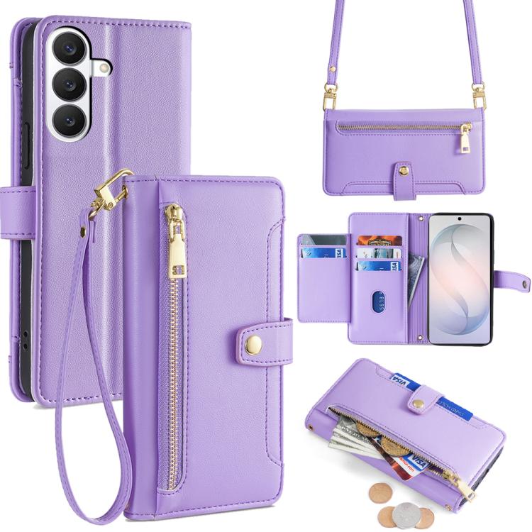 Sheep Texture Cross-body Zipper Wallet Leather Phone Case, For Samsung Galaxy S26+ 5G, For Samsung Galaxy S26 Ultra 5G, For Samsung Galaxy S26 5G, For Samsung Galaxy S25 5G