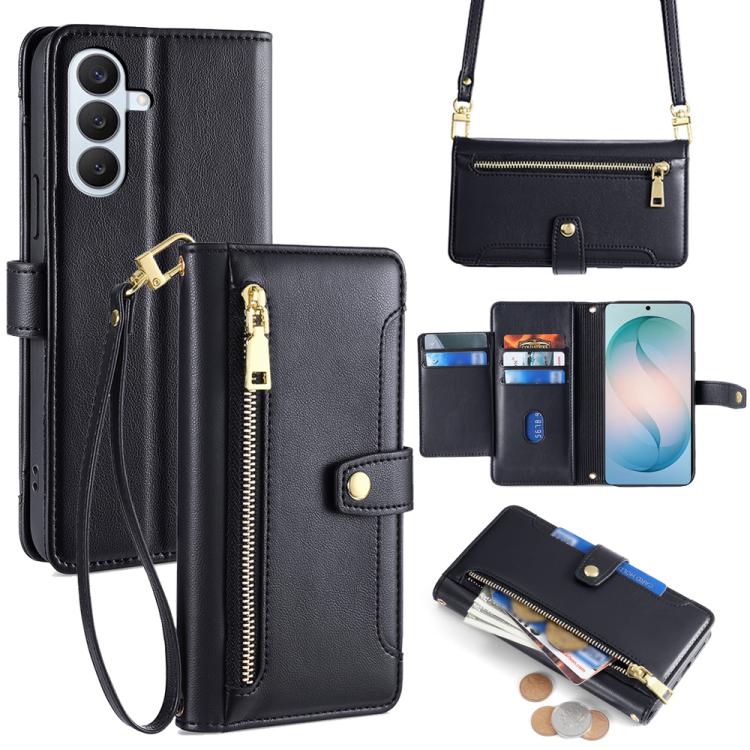 Sheep Texture Cross-body Zipper Wallet Leather Phone Case, For Samsung Galaxy S26+ 5G, For Samsung Galaxy S26 Ultra 5G, For Samsung Galaxy S26 5G, For Samsung Galaxy S25 5G