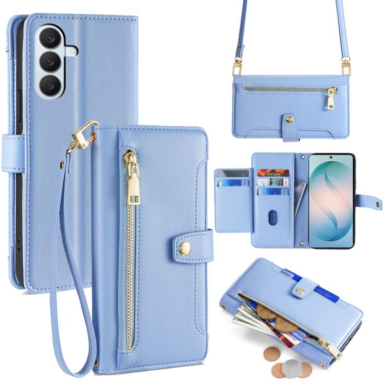 Sheep Texture Cross-body Zipper Wallet Leather Phone Case, For Samsung Galaxy S26+ 5G, For Samsung Galaxy S26 Ultra 5G, For Samsung Galaxy S26 5G, For Samsung Galaxy S25 5G