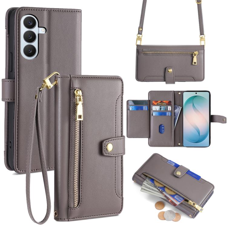 Sheep Texture Cross-body Zipper Wallet Leather Phone Case, For Samsung Galaxy S26+ 5G, For Samsung Galaxy S26 Ultra 5G, For Samsung Galaxy S26 5G, For Samsung Galaxy S25 5G