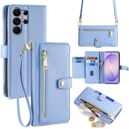 Sheep Texture Cross-body Zipper Wallet Leather Phone Case, For Samsung Galaxy S26+ 5G, For Samsung Galaxy S26 Ultra 5G, For Samsung Galaxy S26 5G, For Samsung Galaxy S25 5G
