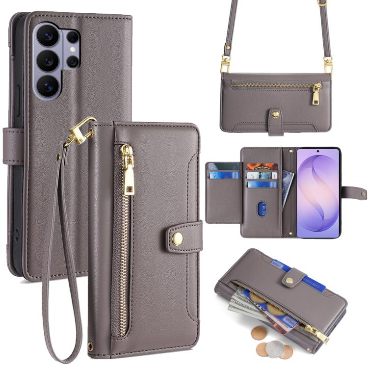 Sheep Texture Cross-body Zipper Wallet Leather Phone Case, For Samsung Galaxy S26+ 5G, For Samsung Galaxy S26 Ultra 5G, For Samsung Galaxy S26 5G, For Samsung Galaxy S25 5G