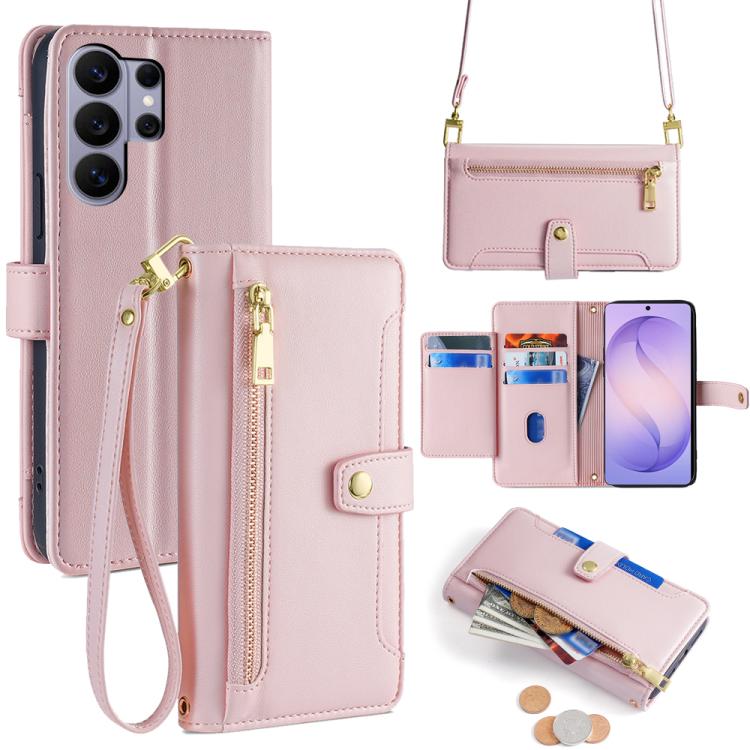 Sheep Texture Cross-body Zipper Wallet Leather Phone Case, For Samsung Galaxy S26+ 5G, For Samsung Galaxy S26 Ultra 5G, For Samsung Galaxy S26 5G, For Samsung Galaxy S25 5G