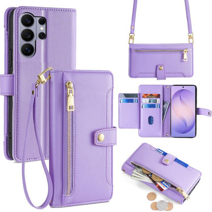 Sheep Texture Cross-body Zipper Wallet Leather Phone Case, For Samsung Galaxy S26+ 5G, For Samsung Galaxy S26 Ultra 5G, For Samsung Galaxy S26 5G, For Samsung Galaxy S25 5G