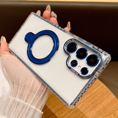 Transparent MagSafe Holder Phone Case with Lens Film, For Samsung Galaxy S24+ 5G, For Samsung Galaxy S24 5G, For Samsung Galaxy S23 Ultra 5G, For Samsung Galaxy S22 Ultra 5G