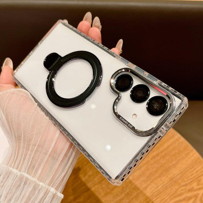 Transparent MagSafe Holder Phone Case with Lens Film, For Samsung Galaxy S24+ 5G, For Samsung Galaxy S24 5G, For Samsung Galaxy S23 Ultra 5G, For Samsung Galaxy S22 Ultra 5G
