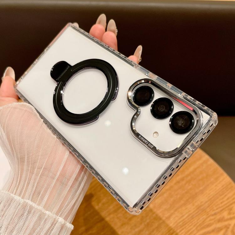 Transparent MagSafe Holder Phone Case with Lens Film, For Samsung Galaxy S24+ 5G, For Samsung Galaxy S24 5G, For Samsung Galaxy S23 Ultra 5G, For Samsung Galaxy S22 Ultra 5G