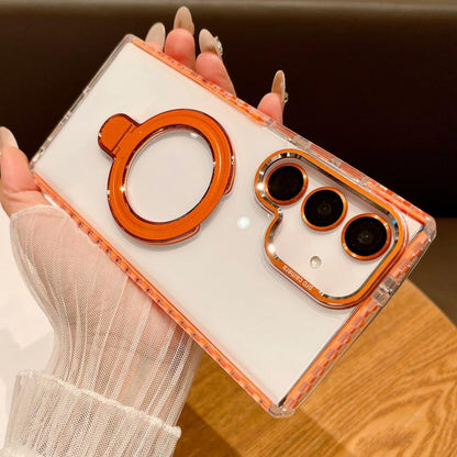 Transparent MagSafe Holder Phone Case with Lens Film, For Samsung Galaxy S25 5G, For Samsung Galaxy S25+ 5G, For Samsung Galaxy S25 Ultra 5G, For Samsung Galaxy S24 Ultra 5G