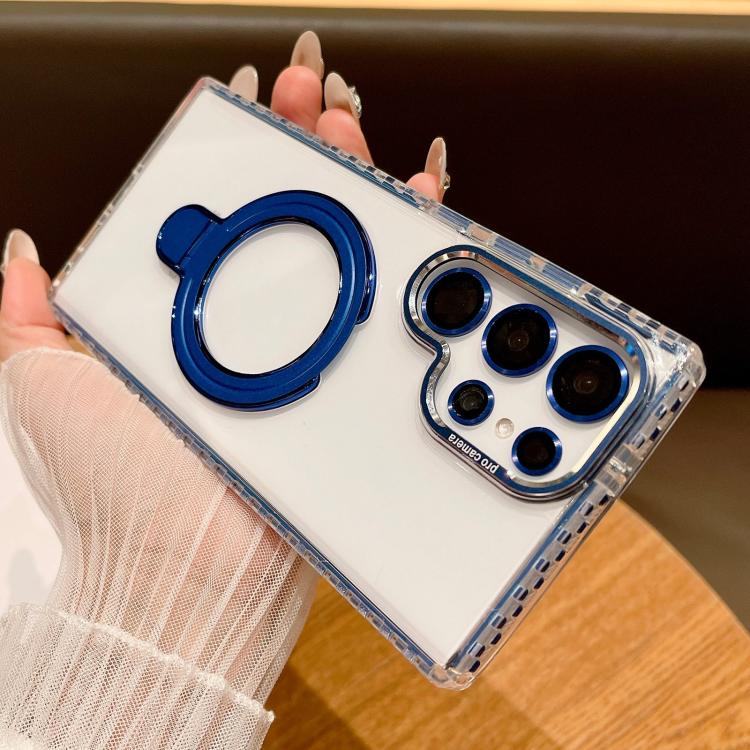 Transparent MagSafe Holder Phone Case with Lens Film, For Samsung Galaxy S25 5G, For Samsung Galaxy S25+ 5G, For Samsung Galaxy S25 Ultra 5G, For Samsung Galaxy S24 Ultra 5G