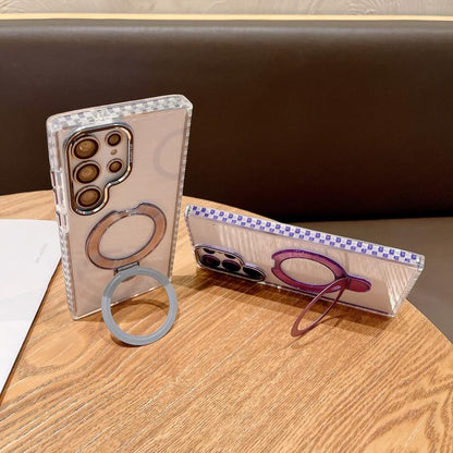 Transparent MagSafe Holder Phone Case with Lens Film, For Samsung Galaxy S25 5G, For Samsung Galaxy S25+ 5G, For Samsung Galaxy S25 Ultra 5G, For Samsung Galaxy S24 Ultra 5G