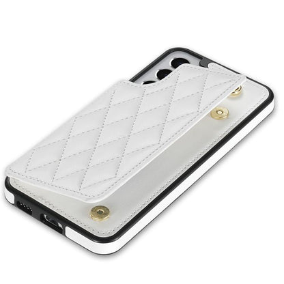 Rhombic Dual Buckle Card Slots Phone Case with Lanyard, For Samsung Galaxy S22+ 5G, For Samsung Galaxy S22 5G, For Samsung Galaxy S21 5G, For Samsung Galaxy S21+ 5G