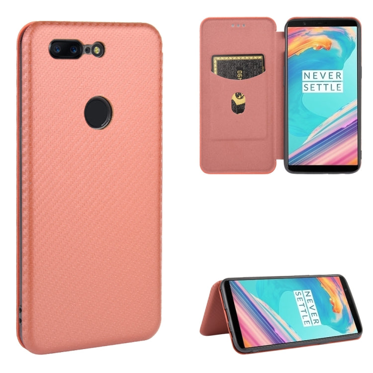 Carbon Fiber Texture Magnetic Horizontal Flip TPU + PC + PU Leather Case with Card Slot, For OnePlus 5T, For OnePlus 5, For OnePlus 6T, For OnePlus 6