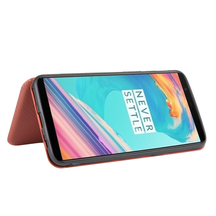 Carbon Fiber Texture Magnetic Horizontal Flip TPU + PC + PU Leather Case with Card Slot, For OnePlus 5T, For OnePlus 5, For OnePlus 6T, For OnePlus 6