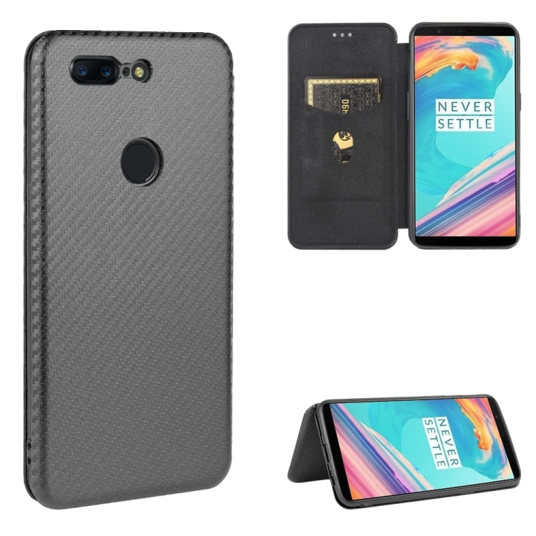 Carbon Fiber Texture Magnetic Horizontal Flip TPU + PC + PU Leather Case with Card Slot, For OnePlus 5T, For OnePlus 5, For OnePlus 6T, For OnePlus 6