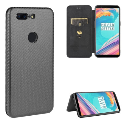 Carbon Fiber Texture Magnetic Horizontal Flip TPU + PC + PU Leather Case with Card Slot, For OnePlus 5T, For OnePlus 5, For OnePlus 6T, For OnePlus 6