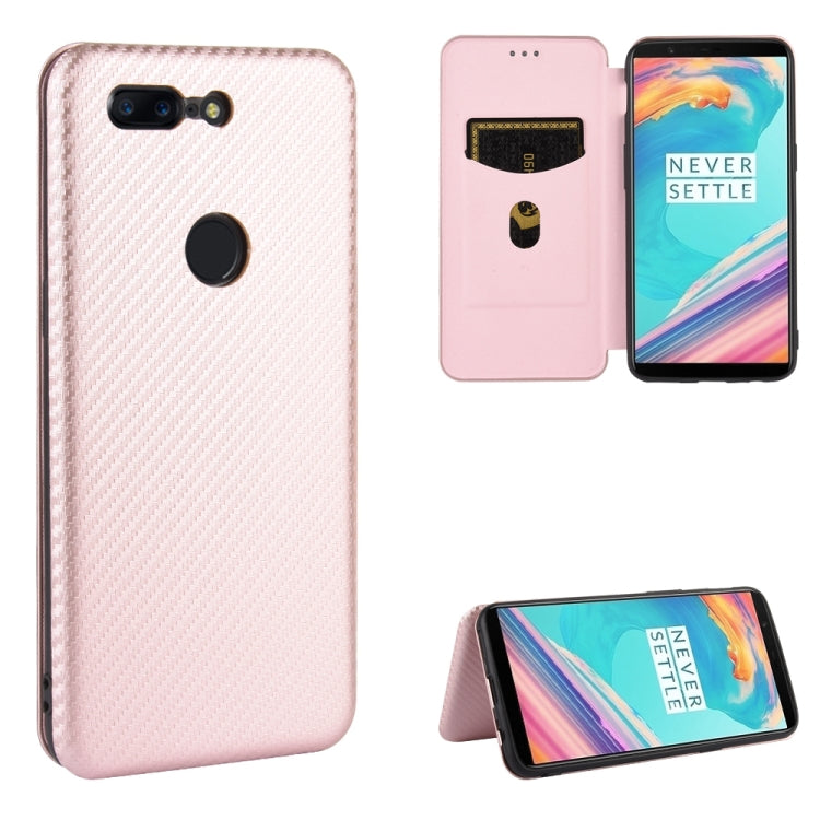 Carbon Fiber Texture Magnetic Horizontal Flip TPU + PC + PU Leather Case with Card Slot, For OnePlus 5T, For OnePlus 5, For OnePlus 6T, For OnePlus 6
