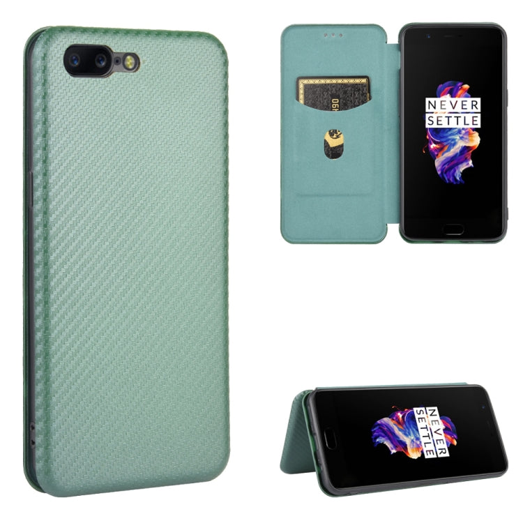 Carbon Fiber Texture Magnetic Horizontal Flip TPU + PC + PU Leather Case with Card Slot, For OnePlus 5T, For OnePlus 5, For OnePlus 6T, For OnePlus 6