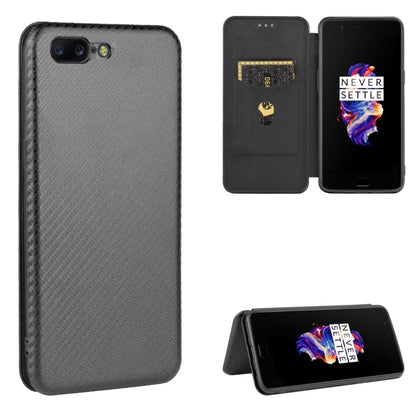 Carbon Fiber Texture Magnetic Horizontal Flip TPU + PC + PU Leather Case with Card Slot, For OnePlus 5T, For OnePlus 5, For OnePlus 6T, For OnePlus 6