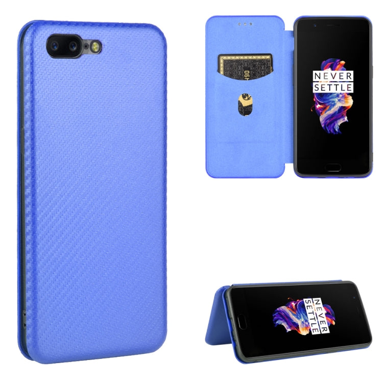 Carbon Fiber Texture Magnetic Horizontal Flip TPU + PC + PU Leather Case with Card Slot, For OnePlus 5T, For OnePlus 5, For OnePlus 6T, For OnePlus 6