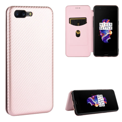 Carbon Fiber Texture Magnetic Horizontal Flip TPU + PC + PU Leather Case with Card Slot, For OnePlus 5T, For OnePlus 5, For OnePlus 6T, For OnePlus 6