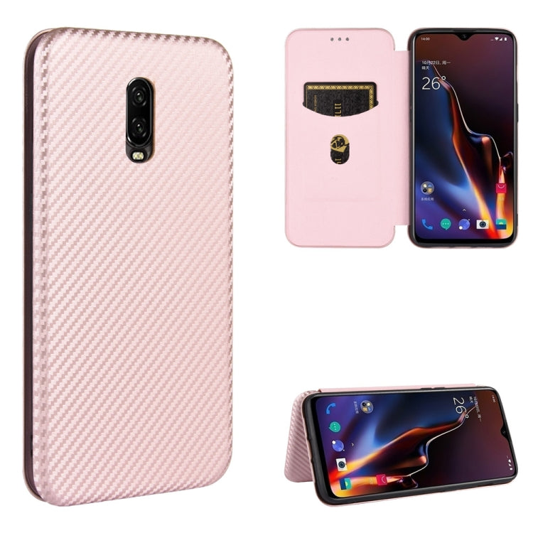 Carbon Fiber Texture Magnetic Horizontal Flip TPU + PC + PU Leather Case with Card Slot, For OnePlus 5T, For OnePlus 5, For OnePlus 6T, For OnePlus 6