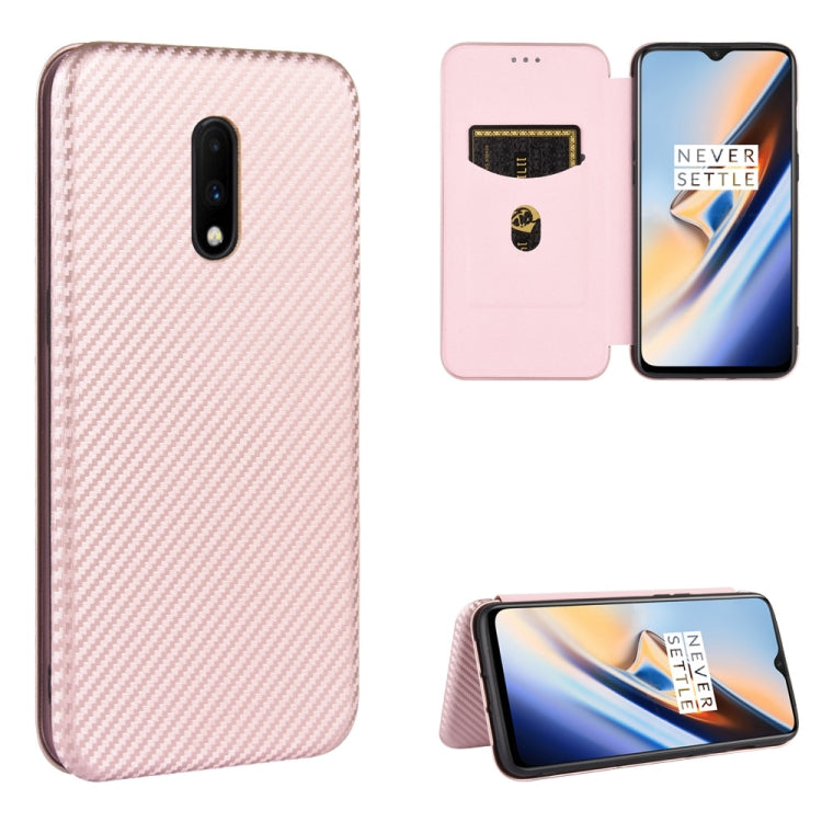 Carbon Fiber Texture Magnetic Horizontal Flip TPU + PC + PU Leather Case with Card Slot, For OnePlus 7T, For OnePlus 7, For OnePlus 7T Pro, For OnePlus 7 Pro