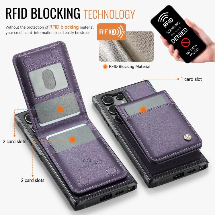 JEEHOOD J06 British Style RFID MagSafe Card Bag PU Phone Case, For Samsung Galaxy S23 Ultra 5G