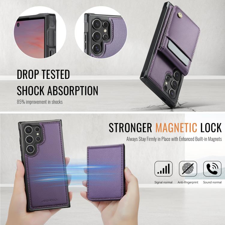 JEEHOOD J06 British Style RFID MagSafe Card Bag PU Phone Case, For Samsung Galaxy S23 Ultra 5G