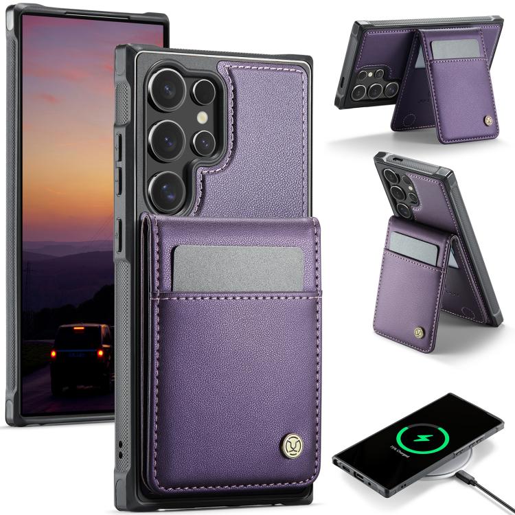 JEEHOOD J06 British Style RFID MagSafe Card Bag PU Phone Case, For Samsung Galaxy S25 Ultra 5G, For Samsung Galaxy S24 Ultra 5G, For Samsung Galaxy S24+ 5G, For Samsung Galaxy S24 5G