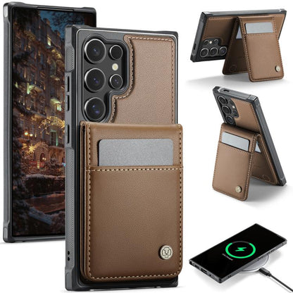 JEEHOOD J06 British Style RFID MagSafe Card Bag PU Phone Case, For Samsung Galaxy S25 Ultra 5G, For Samsung Galaxy S24 Ultra 5G, For Samsung Galaxy S24+ 5G, For Samsung Galaxy S24 5G