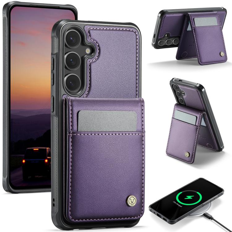 JEEHOOD J06 British Style RFID MagSafe Card Bag PU Phone Case, For Samsung Galaxy S25 Ultra 5G, For Samsung Galaxy S24 Ultra 5G, For Samsung Galaxy S24+ 5G, For Samsung Galaxy S24 5G
