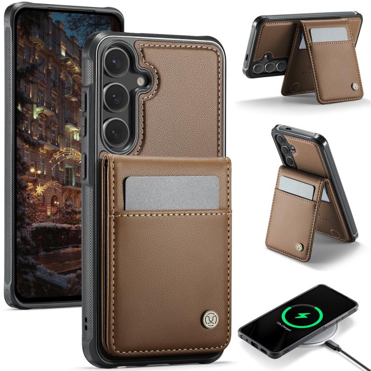 JEEHOOD J06 British Style RFID MagSafe Card Bag PU Phone Case, For Samsung Galaxy S25 Ultra 5G, For Samsung Galaxy S24 Ultra 5G, For Samsung Galaxy S24+ 5G, For Samsung Galaxy S24 5G