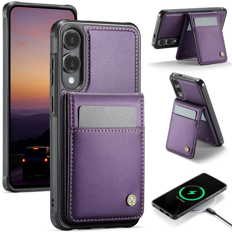 JEEHOOD J06 British Style RFID MagSafe Card Bag PU Phone Case, For Galaxy S25 FE 5G, For Samsung Galaxy S25 Edge 5G, For Samsung Galaxy S25 5G, For Samsung Galaxy S25+ 5G