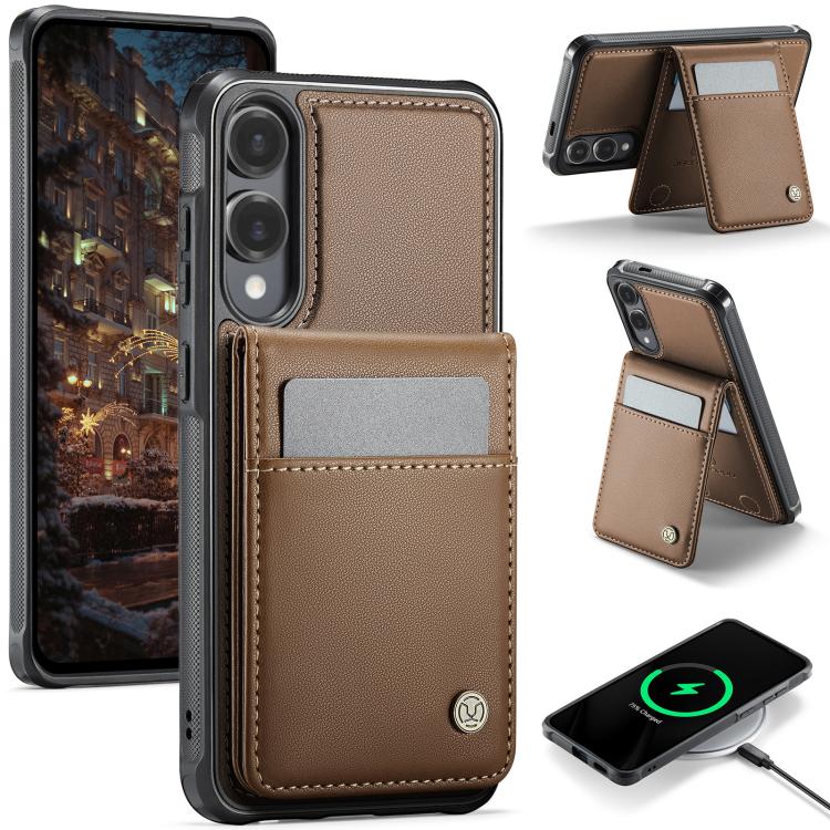 JEEHOOD J06 British Style RFID MagSafe Card Bag PU Phone Case, For Galaxy S25 FE 5G, For Samsung Galaxy S25 Edge 5G, For Samsung Galaxy S25 5G, For Samsung Galaxy S25+ 5G