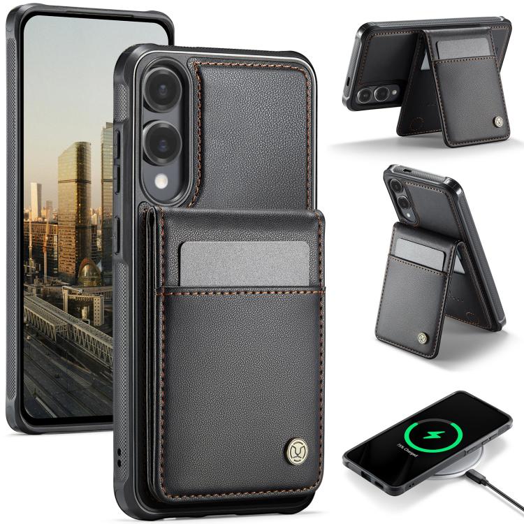 JEEHOOD J06 British Style RFID MagSafe Card Bag PU Phone Case, For Galaxy S25 FE 5G, For Samsung Galaxy S25 Edge 5G, For Samsung Galaxy S25 5G, For Samsung Galaxy S25+ 5G